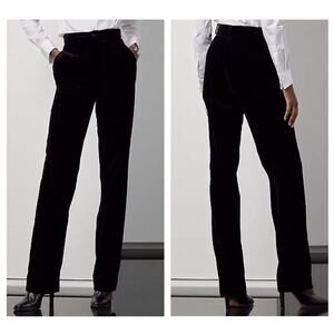 Ralph Lauren Purple Label Women High Rise Black Pants 10 Slim Boot Velvet Cotton